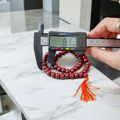 Image of Natural Red Sandalwood Mala with 54+1 Beads (8mm), lab certified, neatly hand-knotted and packed by Timeshopee – Online Religious Store