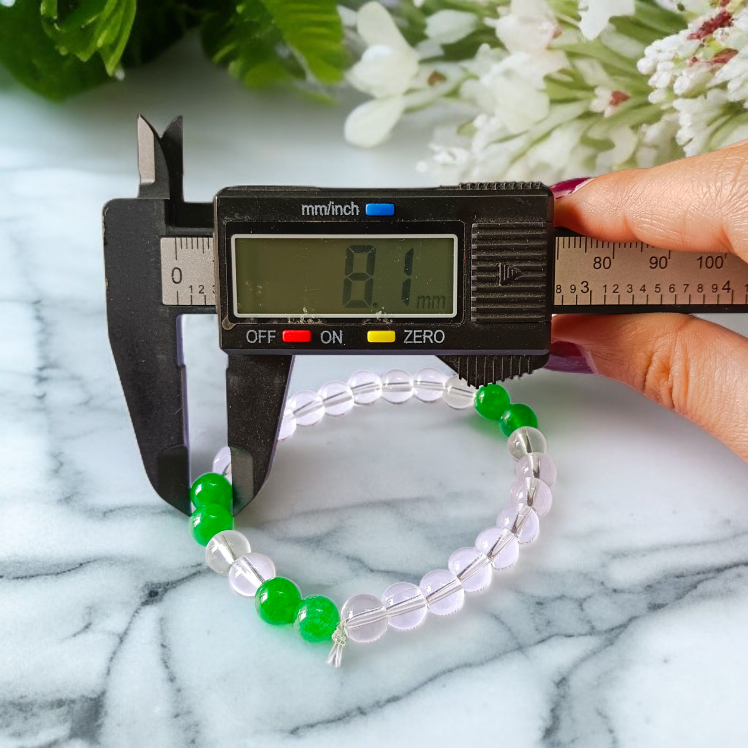 Image of a Dream Achiever Bracelet with 8mm lab certified beads, placed elegantly on a soft background; designed for focus, motivation, and success