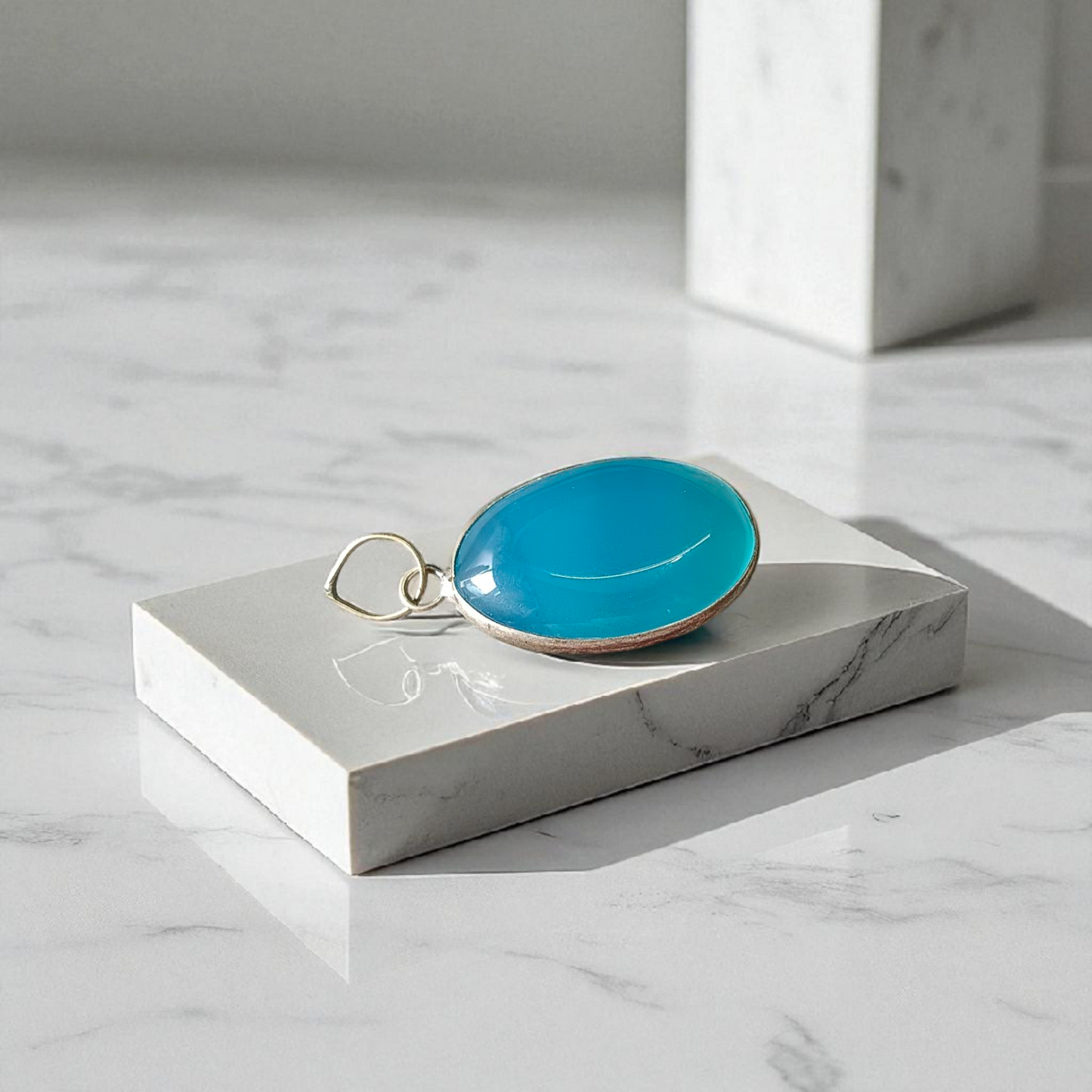 Image of a handcrafted, lab-certified original turquoise (Firoza) pendant designed for healing, meditation, and daily wear