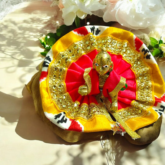 Italian-style designer dress for Laddu Gopal, size 1 No., featuring modern aesthetics with a traditional touch, ideal for pooja and celebrations.