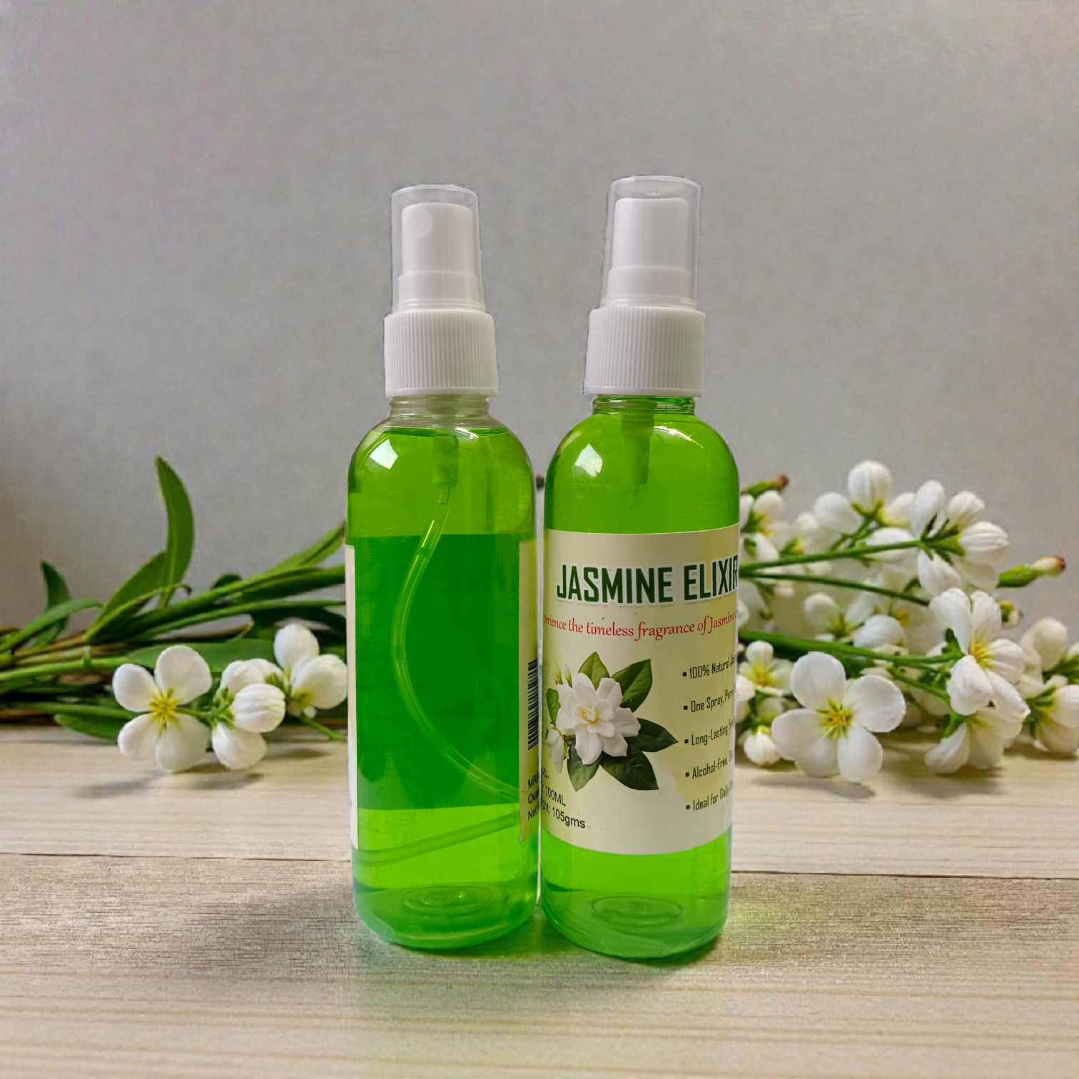 Jasmine Elixir Spray Attar 100ML set of 2 alcohol-free long-lasting floral fragrance bottles