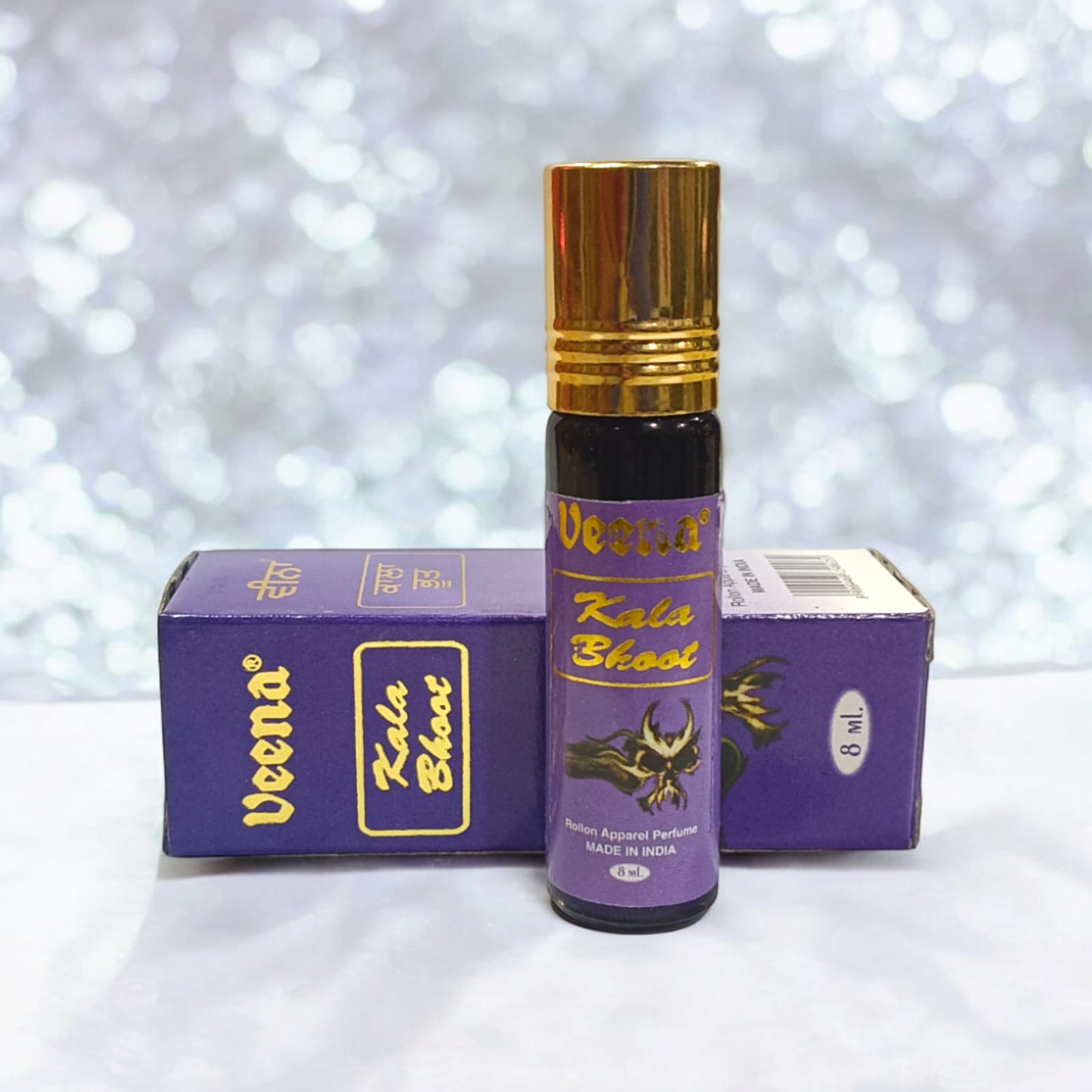 Kala Bhoot Attar 8ml roll-on bottle by Veena - Premium alcohol-free perfume ideal for worship and daily use by Timeshopee