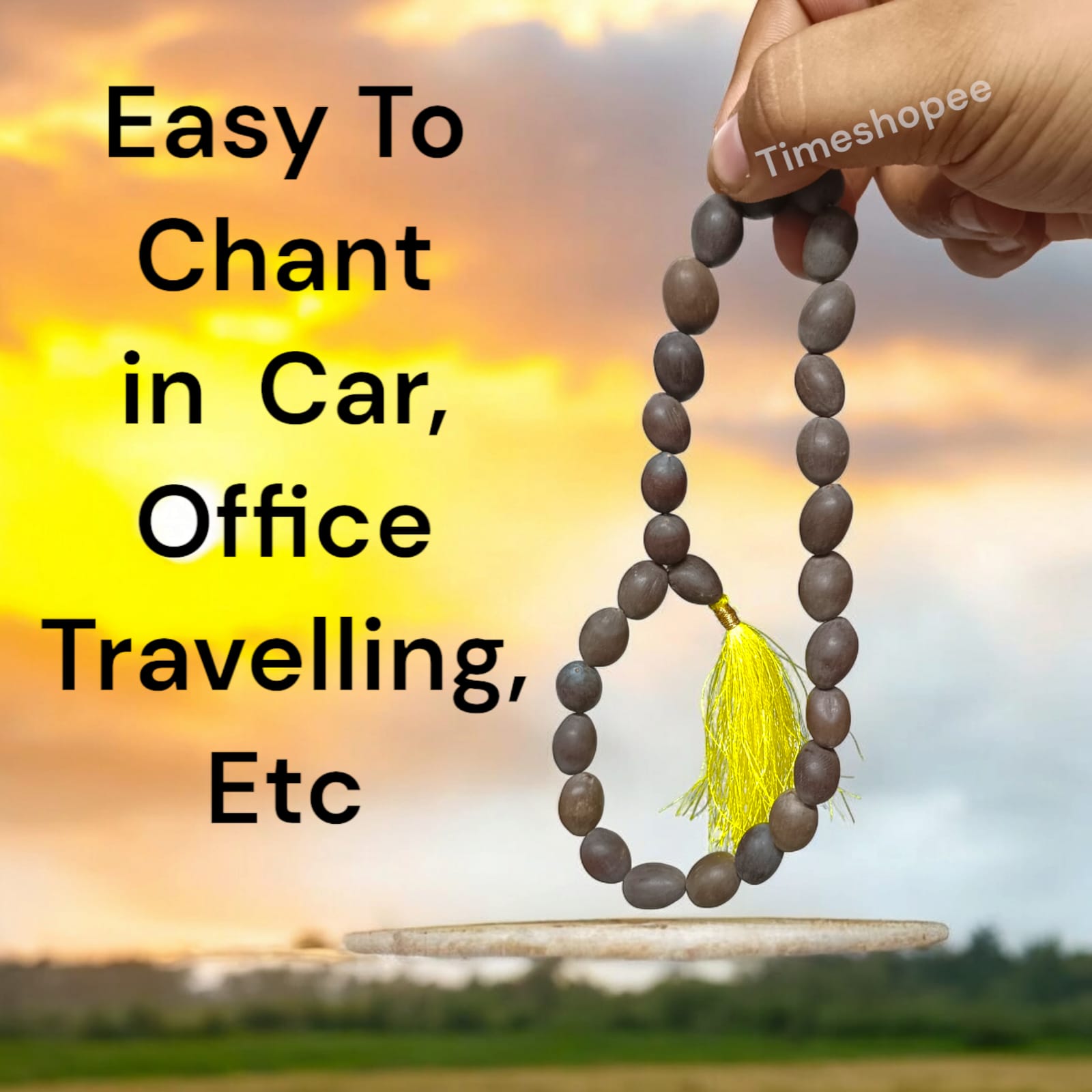 Kamal Gutta Mala made from lab-certified lotus seeds, featuring 27+1 beads, suitable for chanting mantras in car, office, or while traveling.