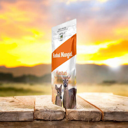 Kasturi Incense Sticks by Kushal Mangal, 9 inches long, with a 30-40 minute burn time, in a zipper pouch from Timeshopee.