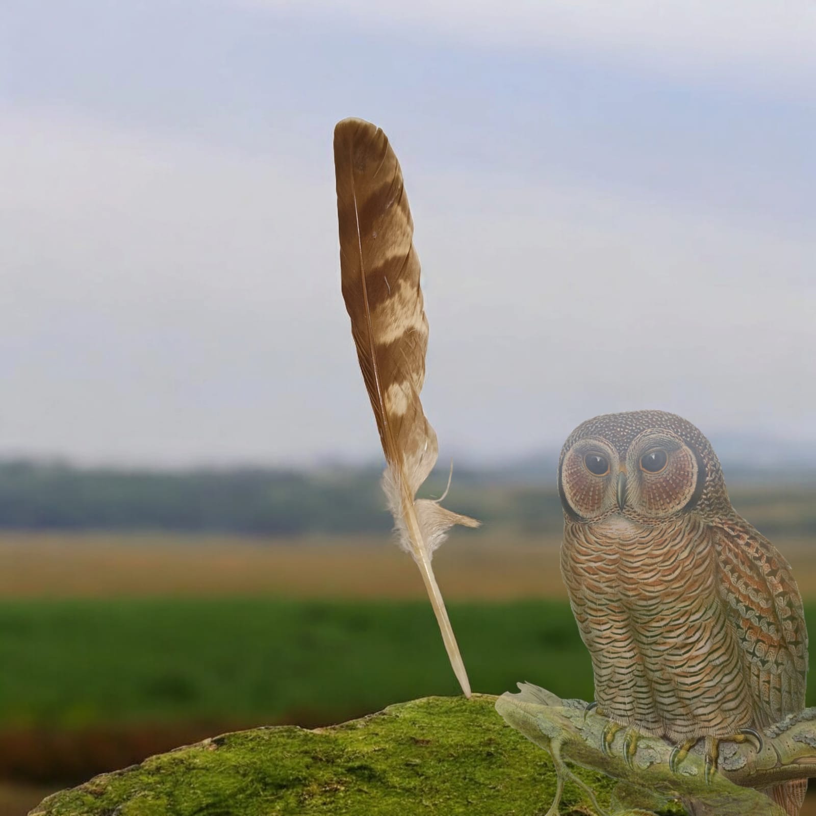 Lab-certified Natural Owl Feather (Ullu Ka Pankh) with unique natural patterns, symbolizing wisdom and protection.