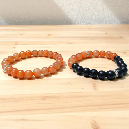 Lab Certified 8MM Hessonite & Black Agate Bracelet Combo – Healing & Protection | Timeshopee