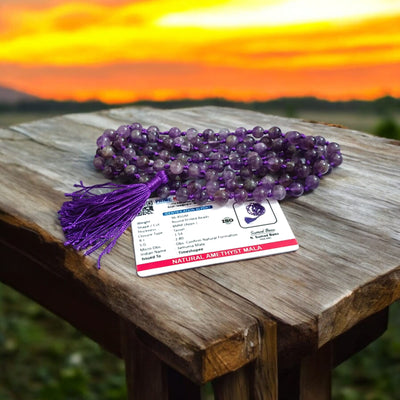 Amethyst Mala 108+1 Beads 8MM Lab Certified Meditation & Healing Mala