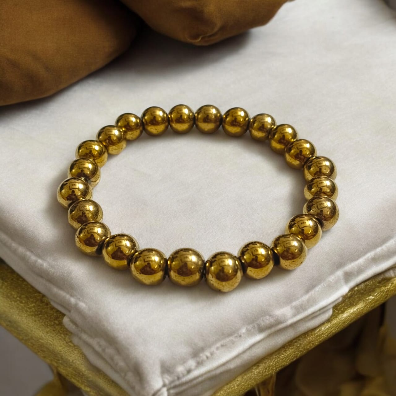 Lab Certified Golden Pyrite Bracelet - Natural Pyrite Beads Bracelet by Timeshopee-Online Religious Store
