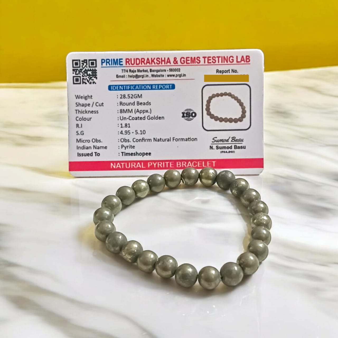 Lab Certified Golden Pyrite Bracelet - Natural Pyrite Beads Bracelet by Timeshopee-Online Religious Store