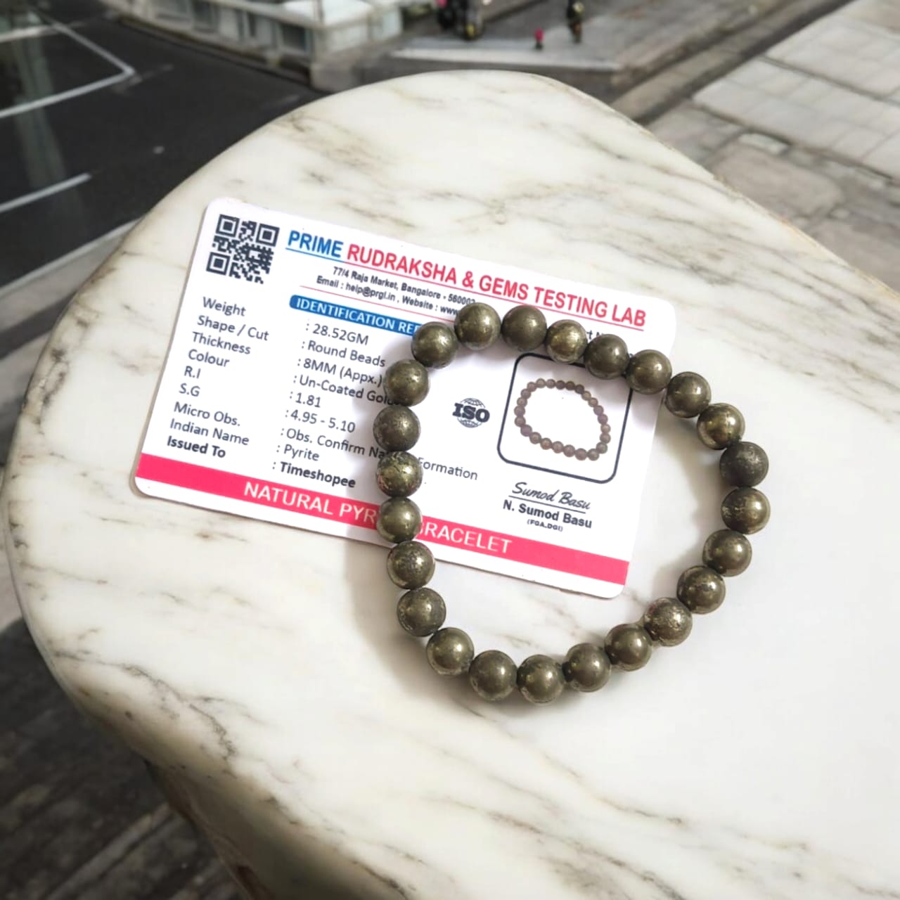 Lab Certified Golden Pyrite Bracelet - Natural Pyrite Beads Bracelet by Timeshopee-Online Religious Store