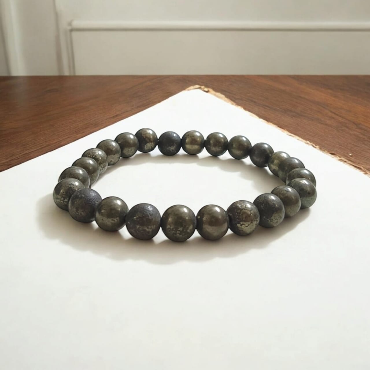 Lab Certified Golden Pyrite Bracelet - Natural Pyrite Beads Bracelet by Timeshopee-Online Religious Store