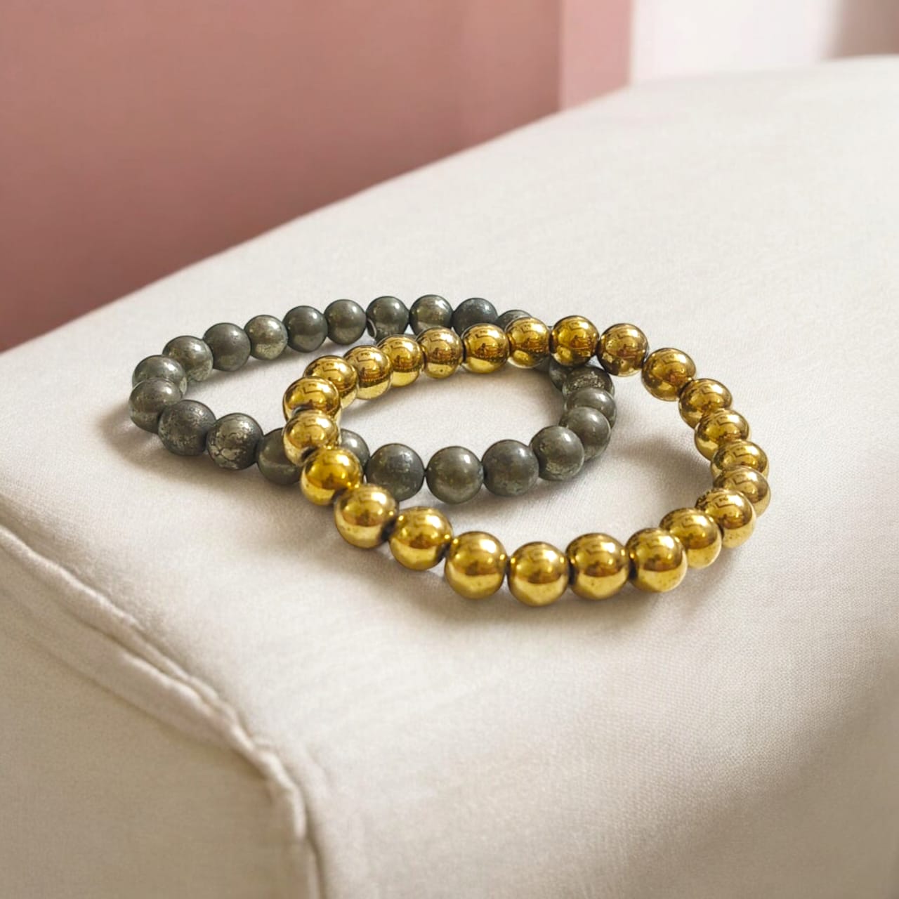 Lab Certified Golden Pyrite Bracelet - Natural Pyrite Beads Bracelet by Timeshopee-Online Religious Store