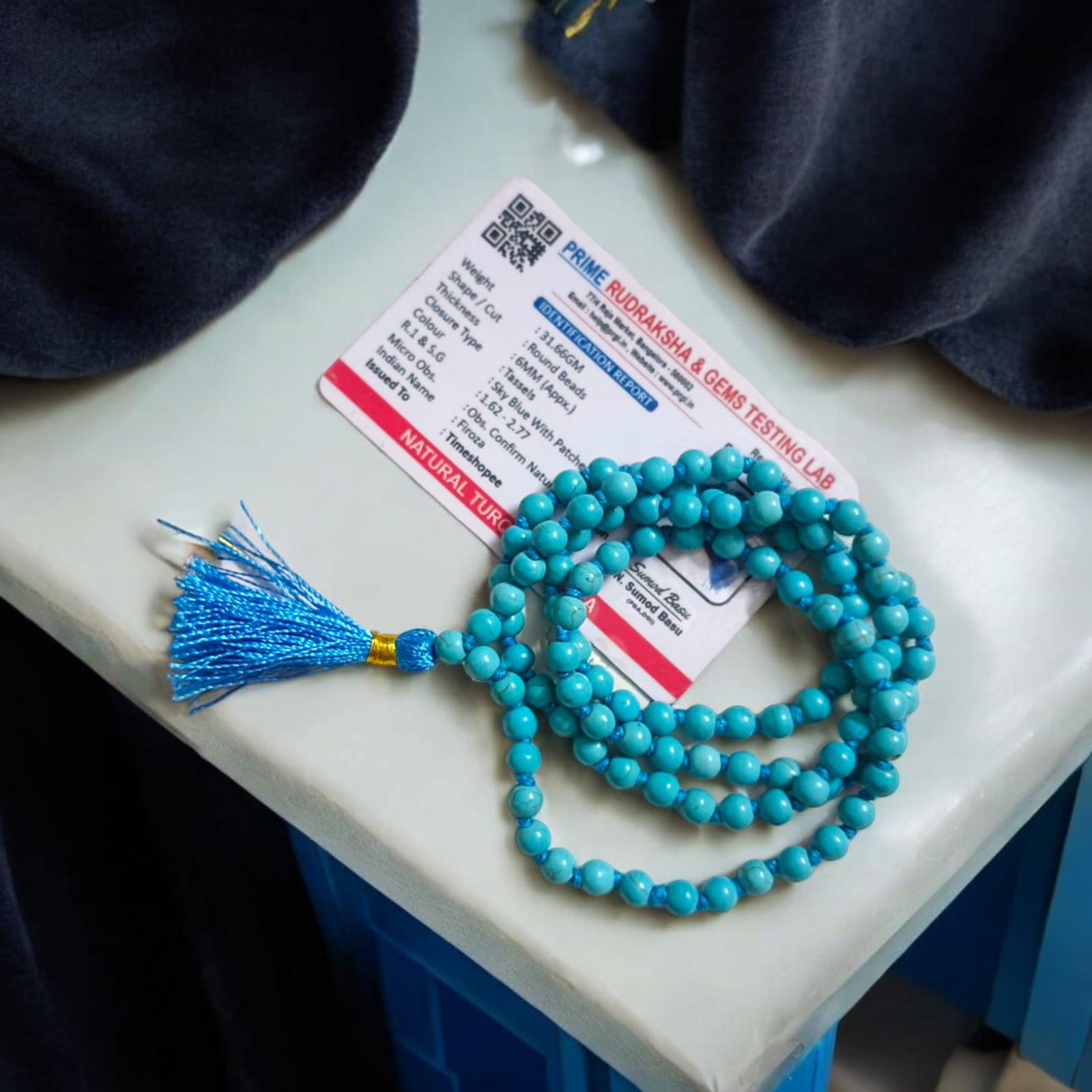 Lab Certified Turquoise (Firoza) Mala 108+1 Beads - Available in 6mm and 8mm by Timeshopee-Online Religious Store