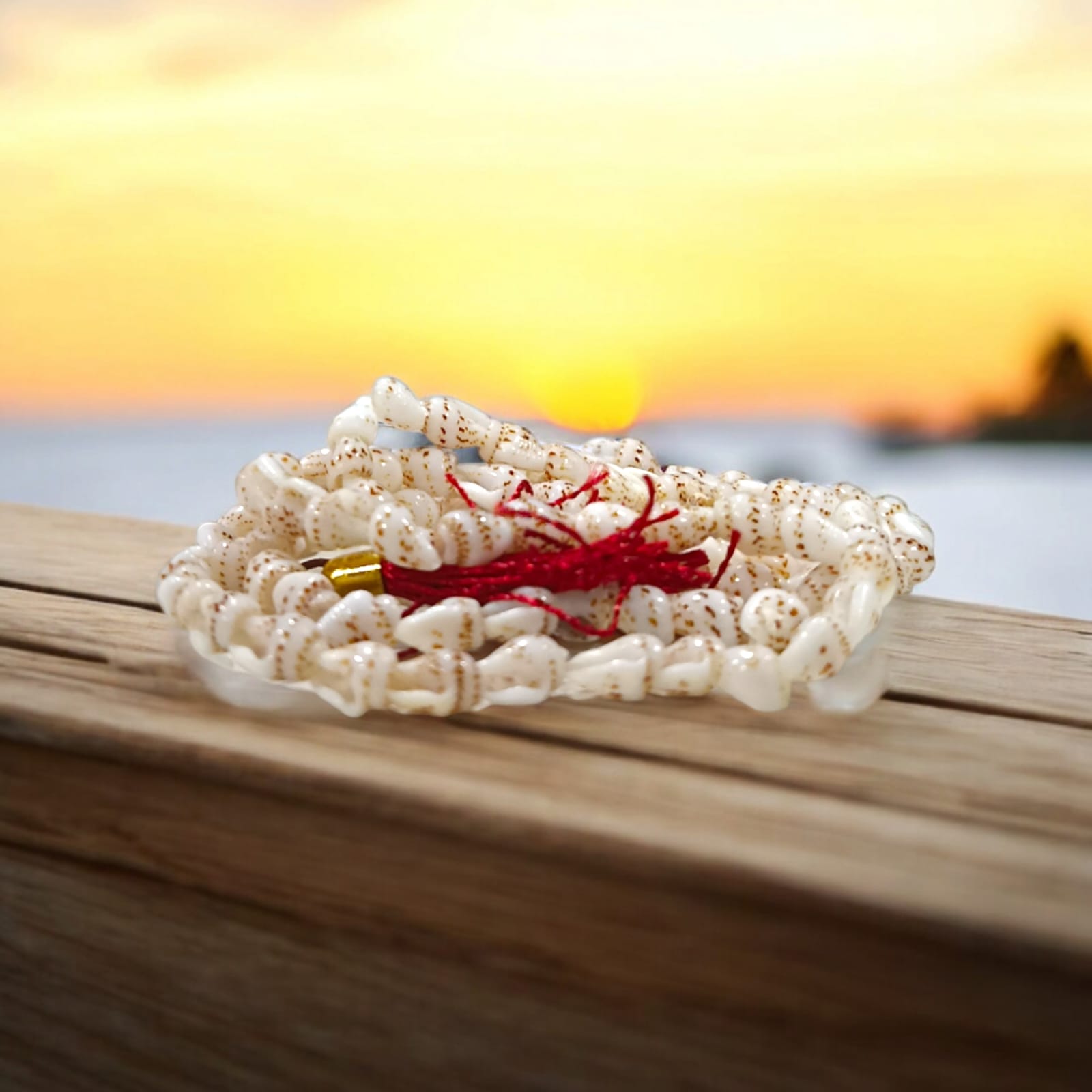 Lab certified Shankh Mala with 108+1 Conch beads for meditation
