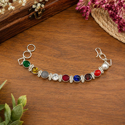 Lab certified multicolor Navratan Navgrah bracelet with nine gemstone colors