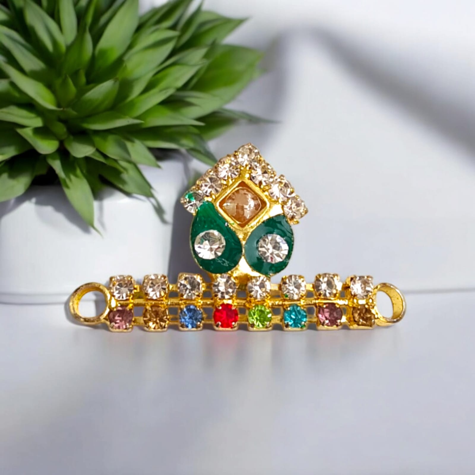 Laddu Gopal Mukut in Parrot Green, Dark Green, Bright Pink, Mehroon, and Navy Blue with an adjustable design by Timeshopee