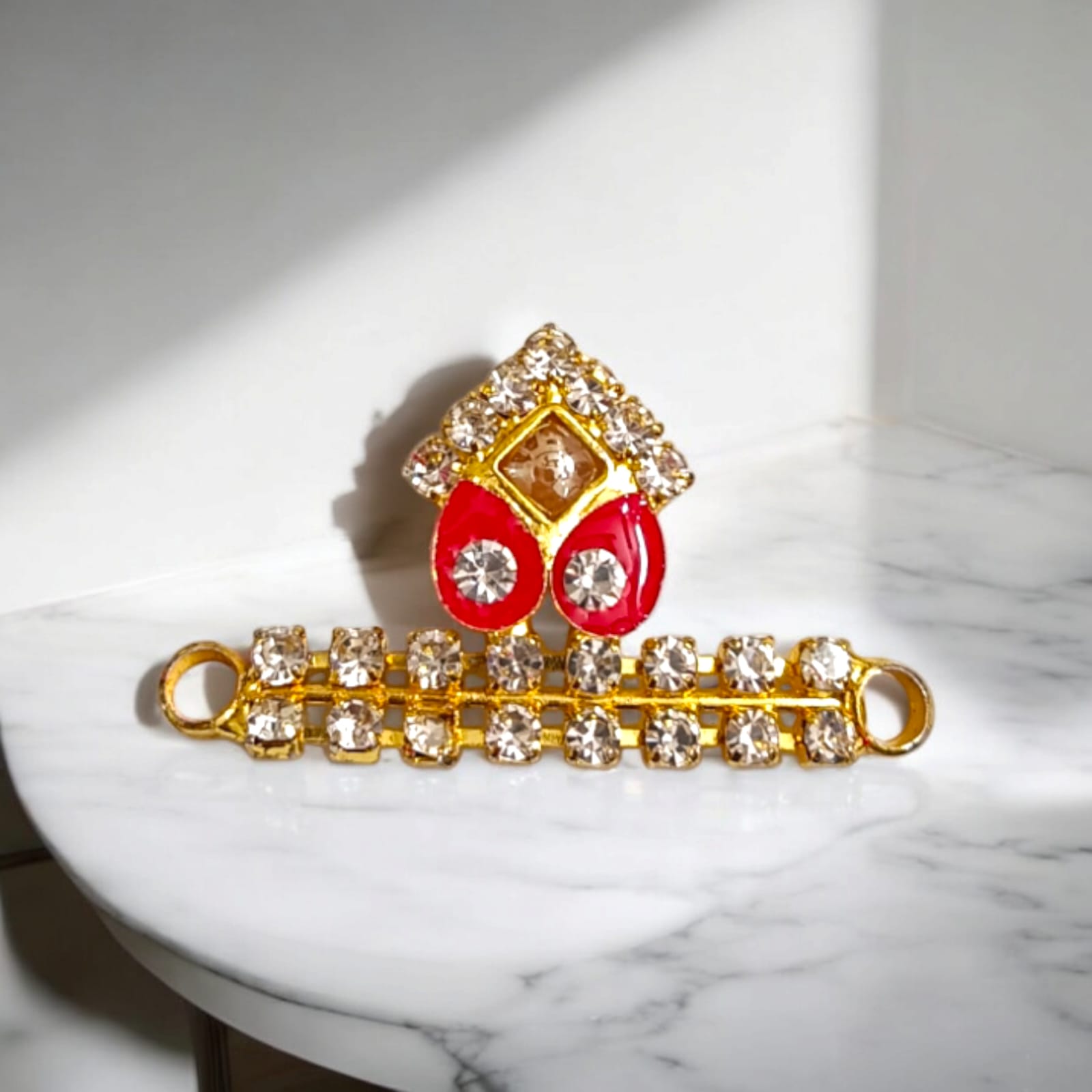 Laddu Gopal Mukut in Parrot Green, Dark Green, Bright Pink, Mehroon, and Navy Blue with an adjustable design by Timeshopee