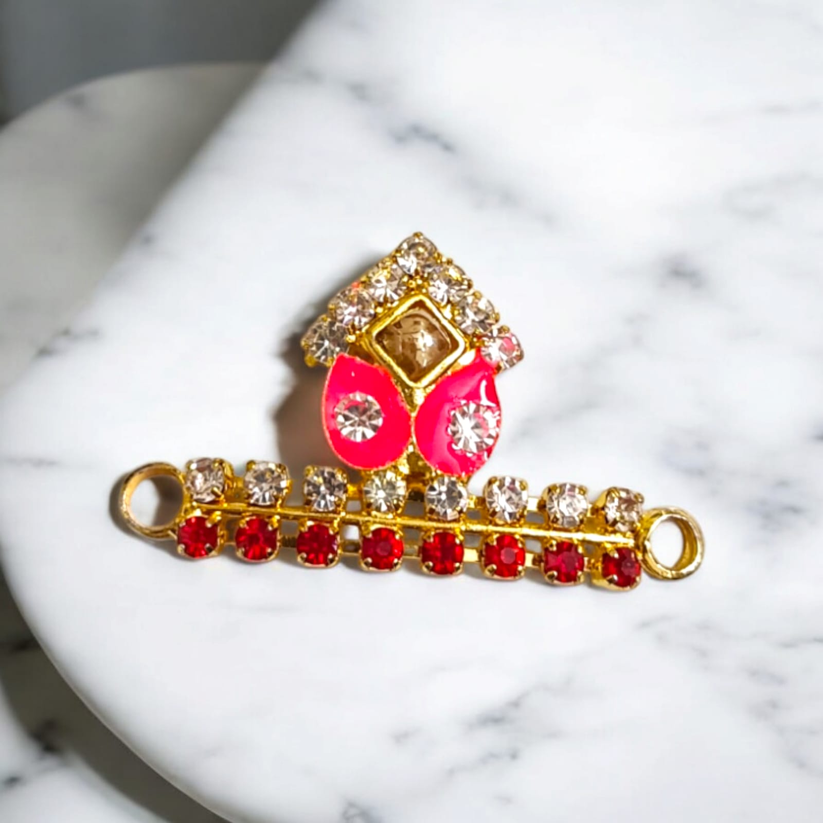 Laddu Gopal Mukut in Parrot Green, Dark Green, Bright Pink, Mehroon, and Navy Blue with an adjustable design by Timeshopee