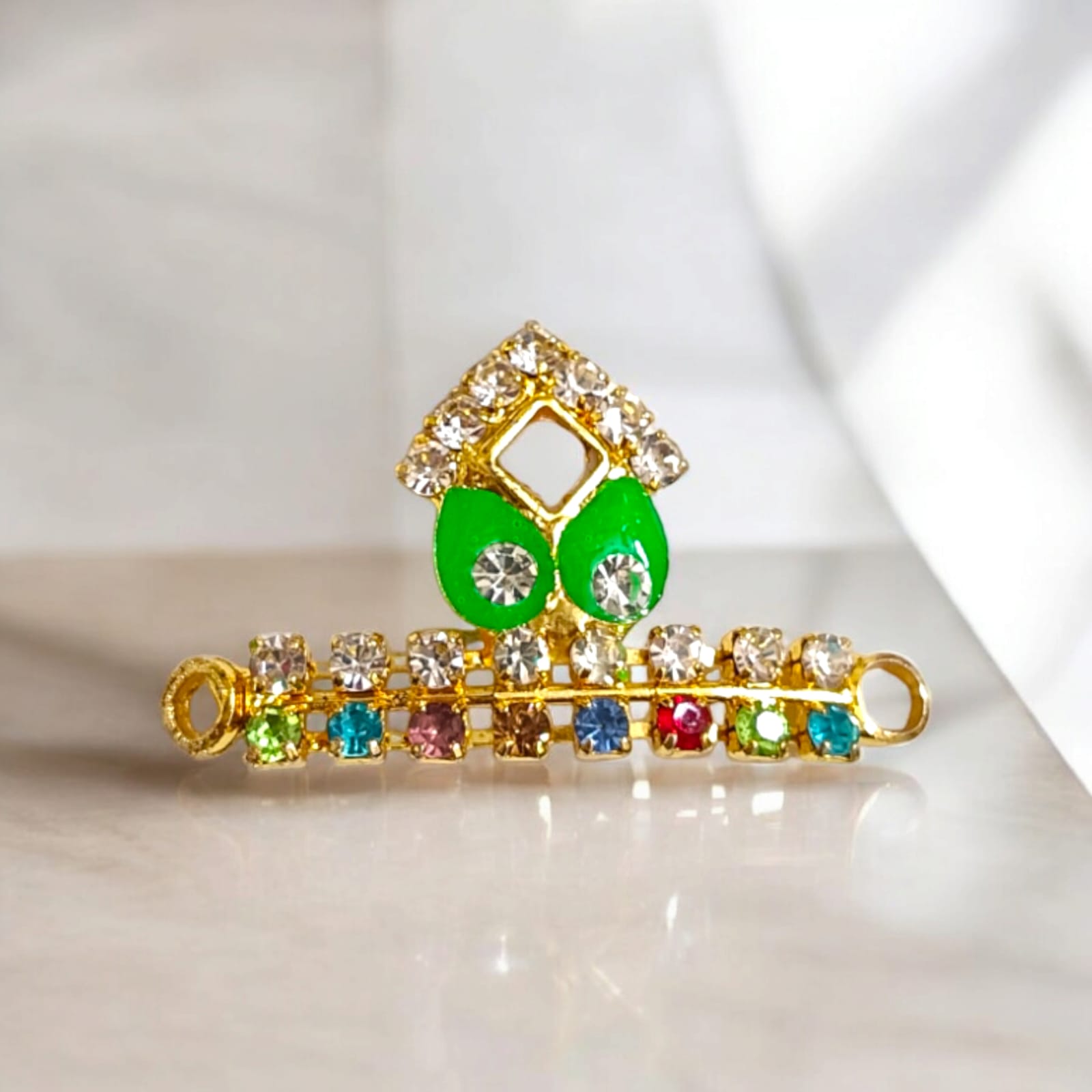 Laddu Gopal Mukut in Parrot Green, Dark Green, Bright Pink, Mehroon, and Navy Blue with an adjustable design by Timeshopee