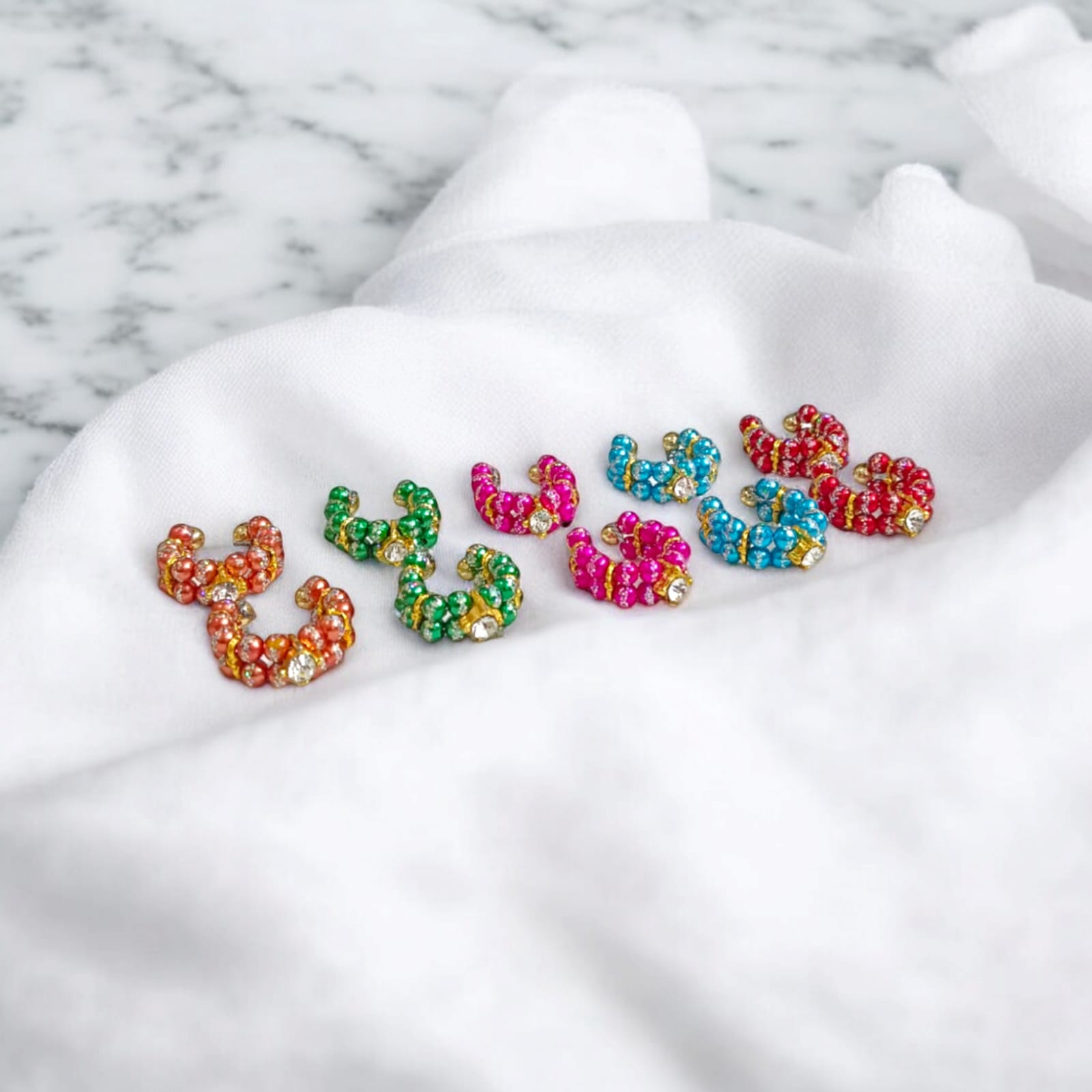 Laddu Gopal Multicolored Kada set of 5 in vibrant shades with pearl and zircon design by Timeshopee