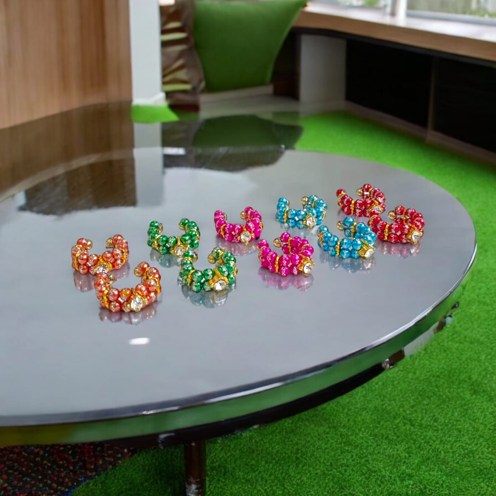 Laddu Gopal Multicolored Kada set of 5 in vibrant shades with pearl and zircon design by Timeshopee