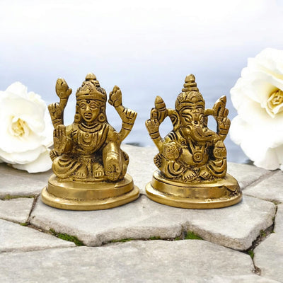 Lakshmi Ganesh Brass Murti | Decorative Idol for Wealth & Prosperity – Timeshopee