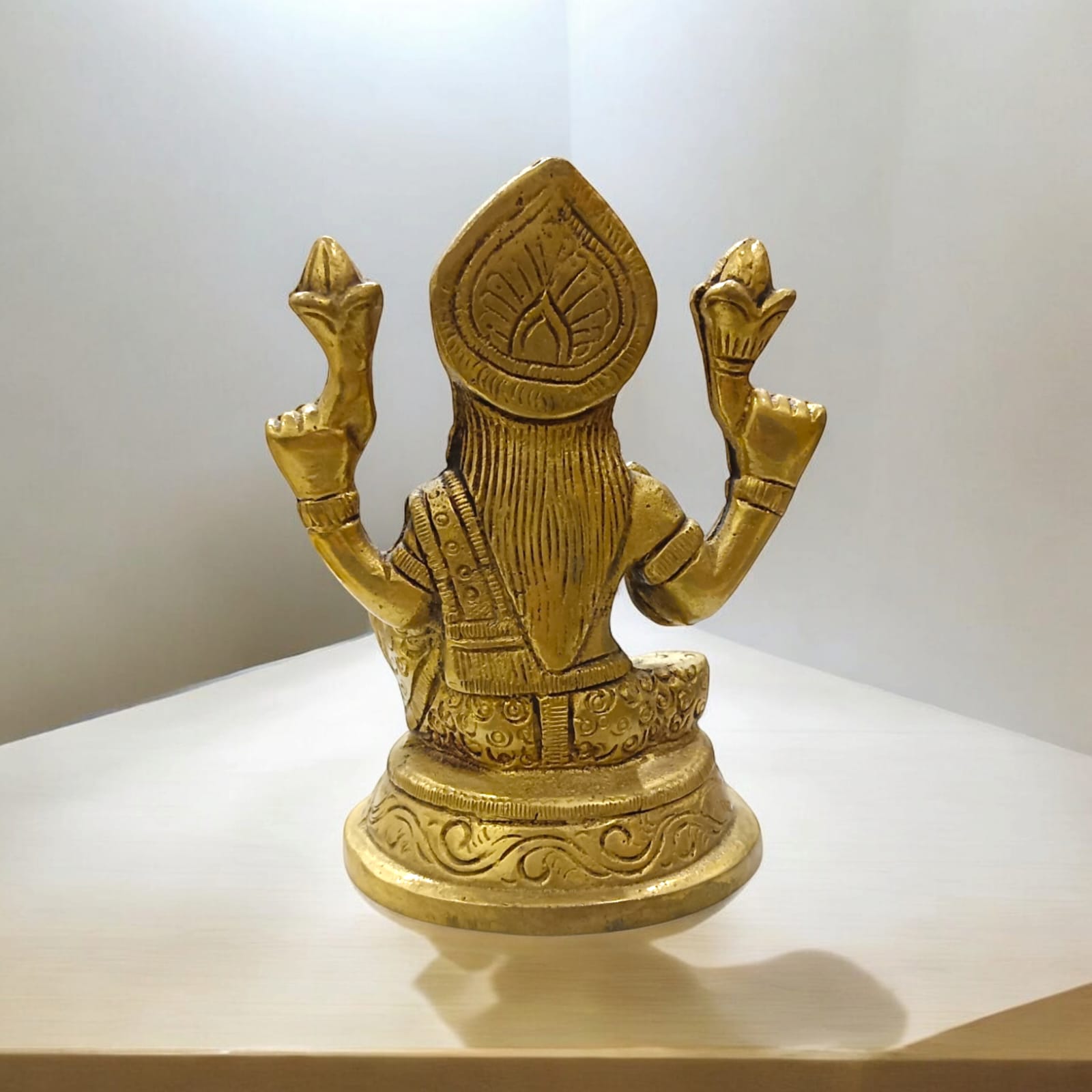 Lakshmi Ji Brass Murti - 475 gm, Standard Height, For Wealth and Prosperity