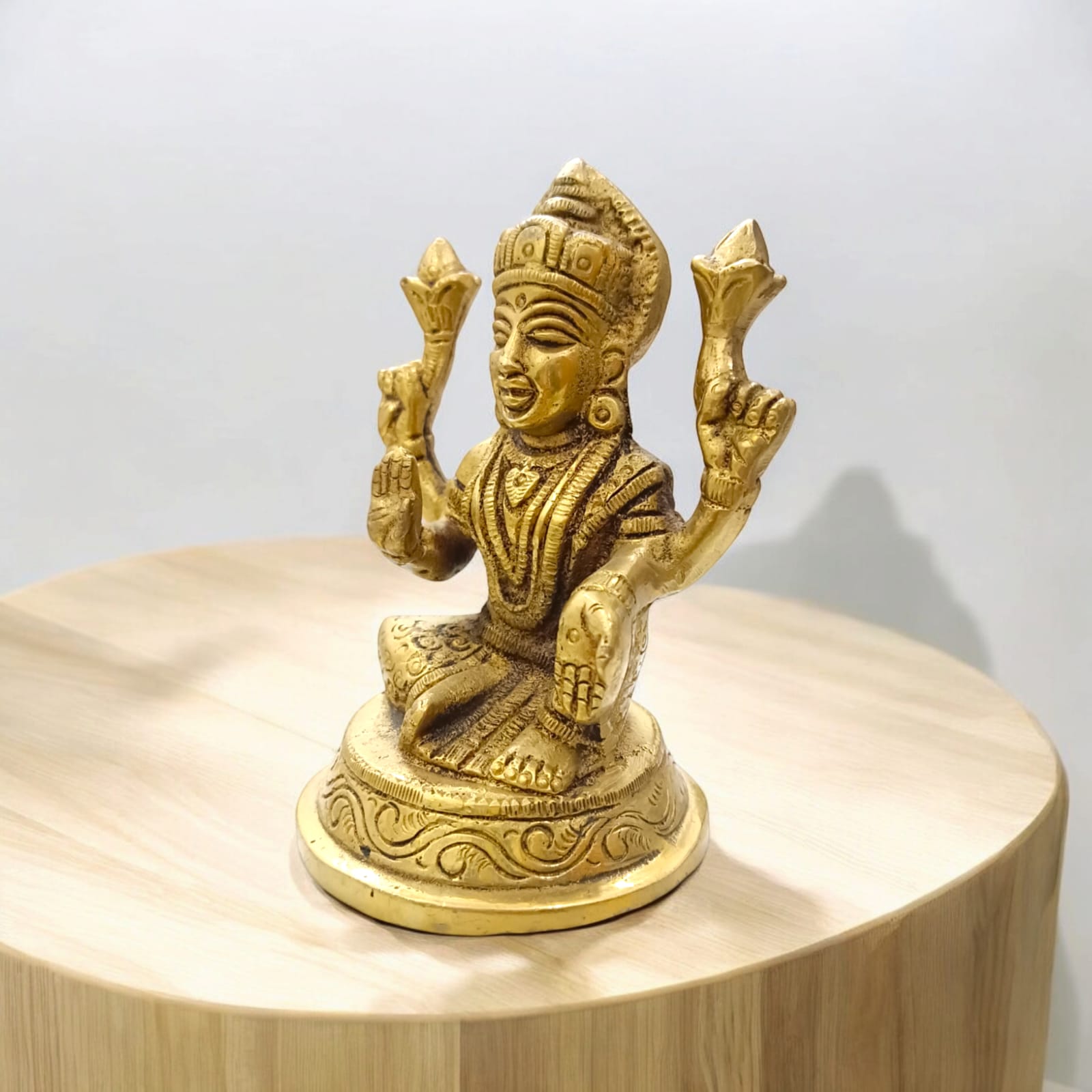 Lakshmi Ji Brass Murti - 475 gm, Standard Height, For Wealth and Prosperity