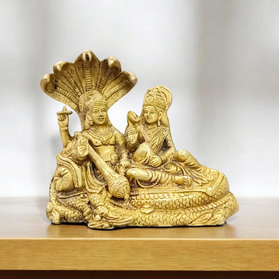 Lakshmi Narayan Brass Idol Resting On Shesha Naag | Divine Blessings – Timeshopee