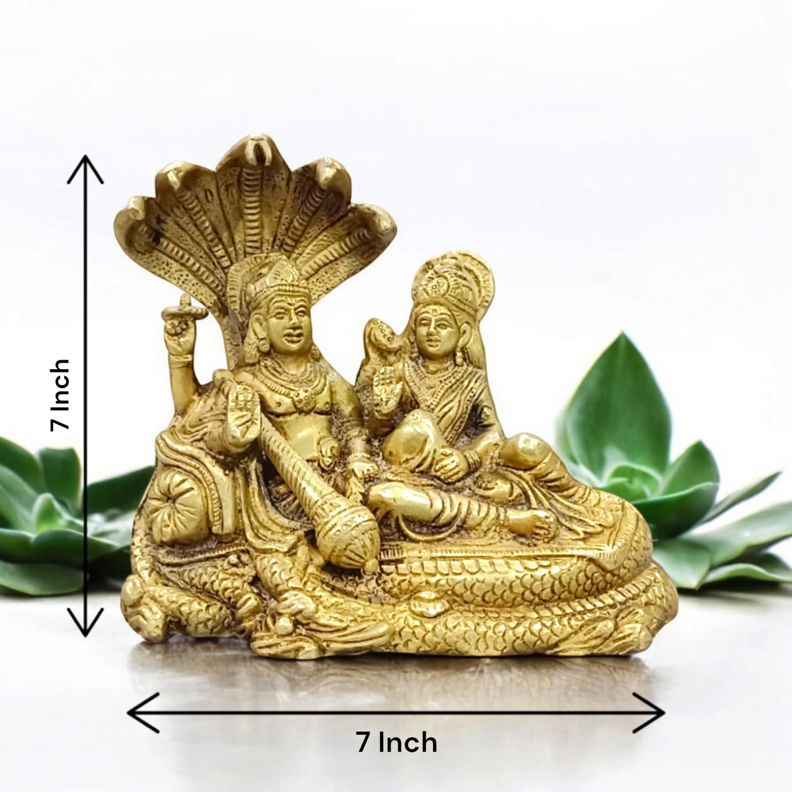 Lakshmi Narayan Brass Idol Resting on Shesha Naag | Timeshopee