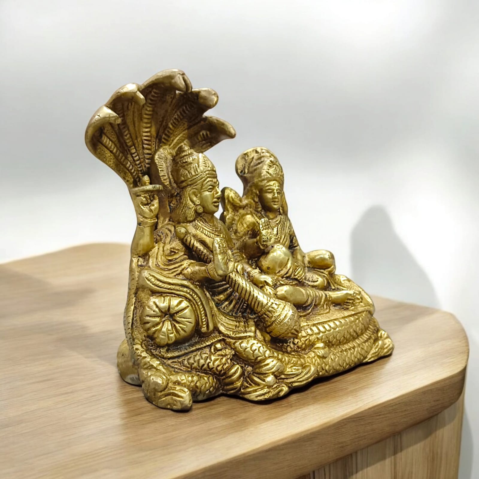 Lakshmi Narayan Brass Idol Resting on Shesha Naag | Timeshopee