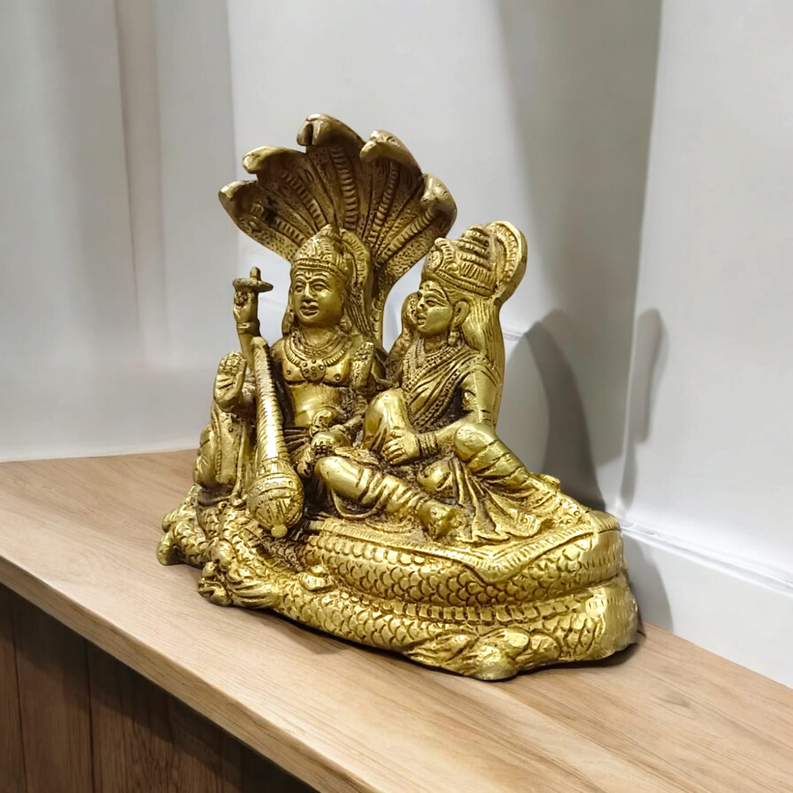 Lakshmi Narayan Brass Idol Resting on Shesha Naag | Timeshopee