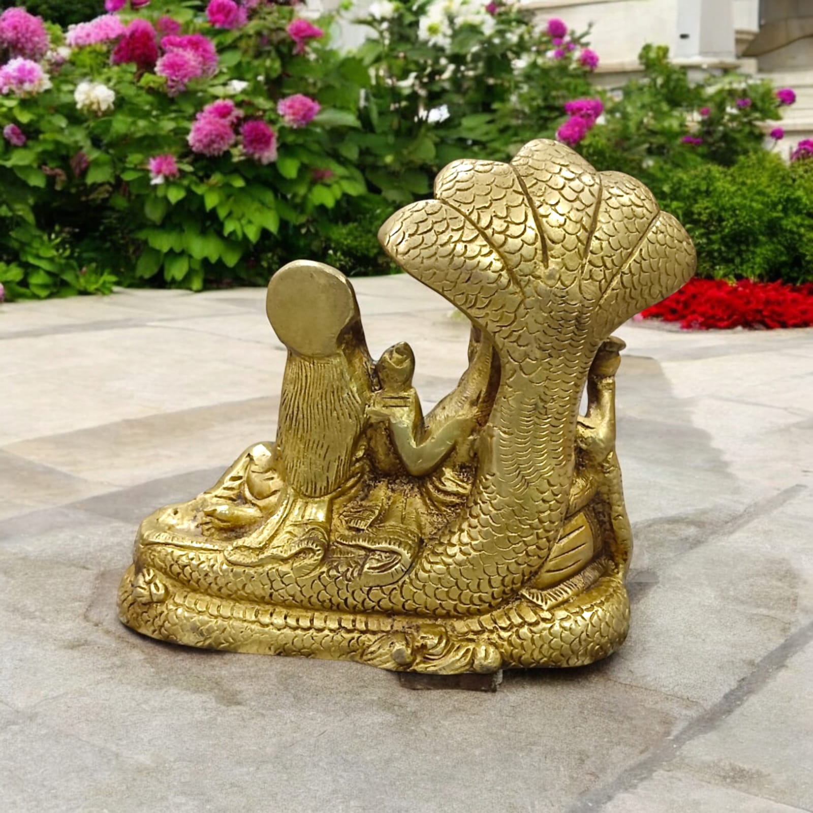 Lakshmi Narayan Brass Idol Resting on Shesha Naag | Timeshopee