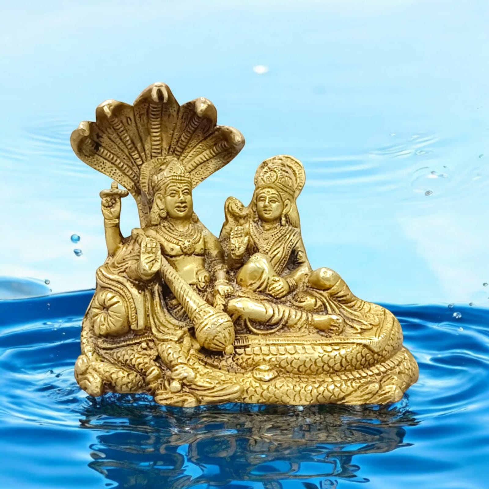 Lakshmi Narayan Brass Idol Resting on Shesha Naag | Timeshopee