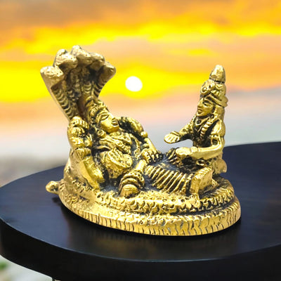 Lakshmi Narayan Brass Idol Sitting On Sheshnaag | Divine Blessings – Timeshopee
