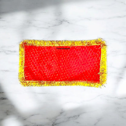 Lal Chunni Mata Rani Red Chuniri 17x8 inches with Golden Gotta Border | Timeshopee