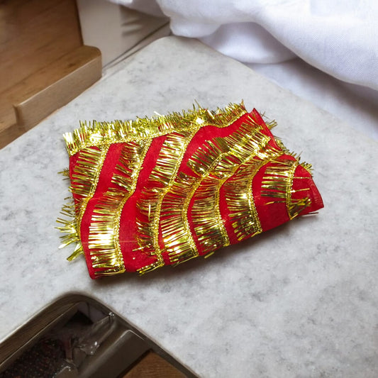 Lal Chunni Mata Rani Red Chuniri 1 Meter with Golden Frill Design | Timeshopee