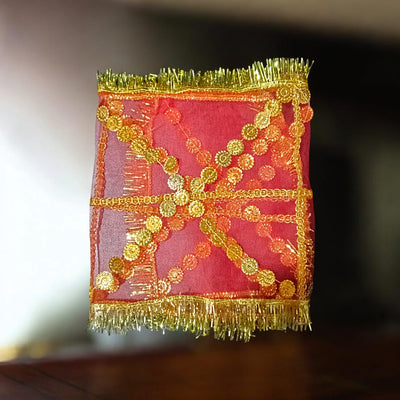 Lal Chunni | Mata Rani Red Chuniri 27x9” | Spiritual Puja Cloth – Timeshopee