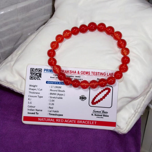 Lal Hakik Red Agate Bracelet with 8MM Beads from Timeshopee