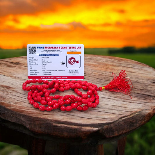 Lal Moonga Mala | Red Coral Mala Lab Certified By Timeshopee