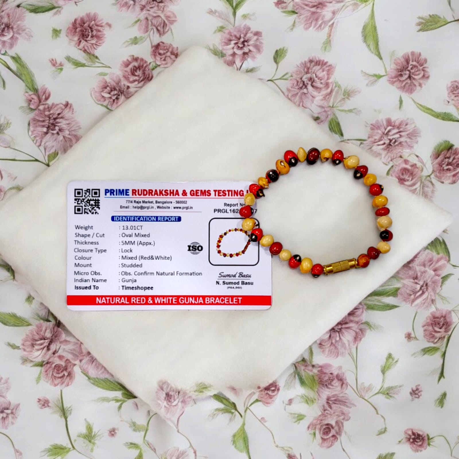 Lal Safed Gunja Bracelet | Lab Certified | Timeshopee