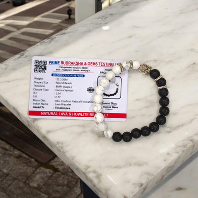 Lava Howlite Bracelet with Hamza Symbol | Lab Certified Spiritual Protection – Timeshopee
