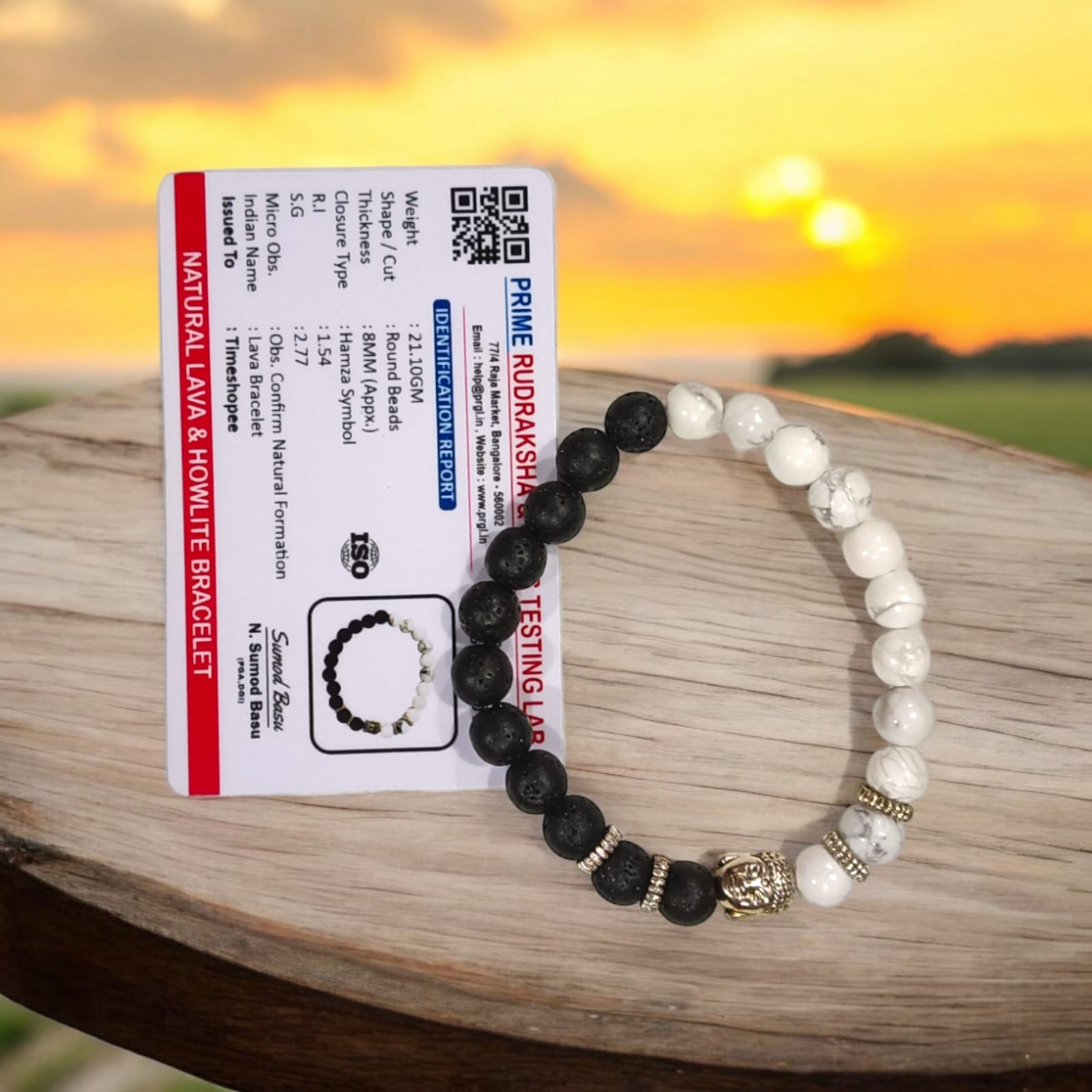 Lava Howlite Bracelet With Hamza Symbol | Lab Certified | Timeshopee