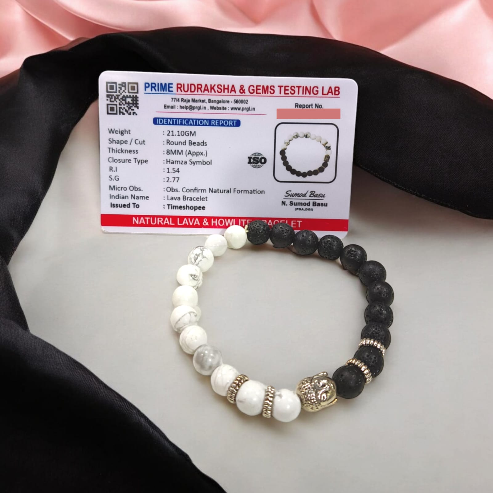 Lava Howlite Bracelet With Hamza Symbol | Lab Certified | Timeshopee