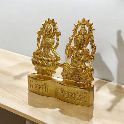 Laxmi Ganesh Metal Statue for worship, 7 x 7 cm, 35 grams, ideal for Diwali Pujan, from Timeshopee