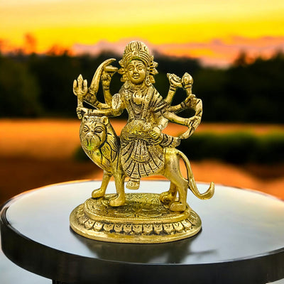 Maa Durga Brass Idol | Sherawali Murti for Pooja & Home Decor – Timeshopee