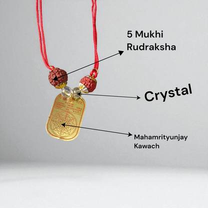 Mahamritunjay Kawach protection locket with divine Mahamritunjay mantra, available at Timeshopee