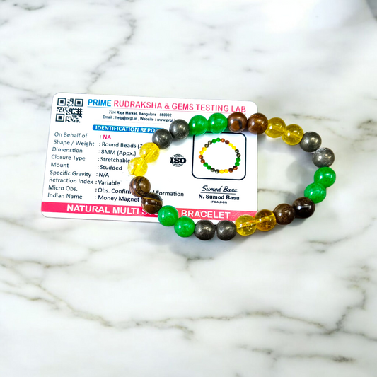 Money Magnet Bracelet made of 8mm lab-certified magnetic beads with stretchable design, used for attracting wealth, luck, and financial success