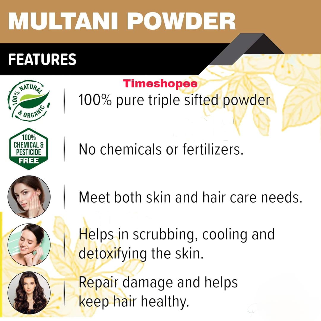 Multani Mitti  | 100% Herbal Skin Care Clay Powder – Timeshopee