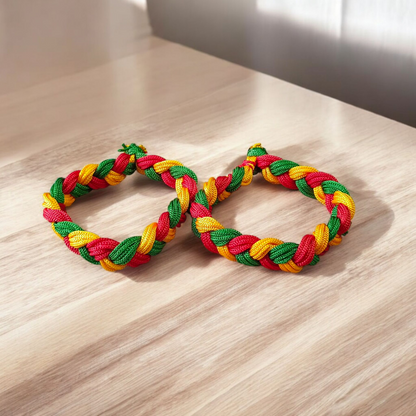 Multicolor handmade adjustable spiritual bracelet set of 2 – traditional pooja kalawa dhaga for men, women, and girls by Timeshopee